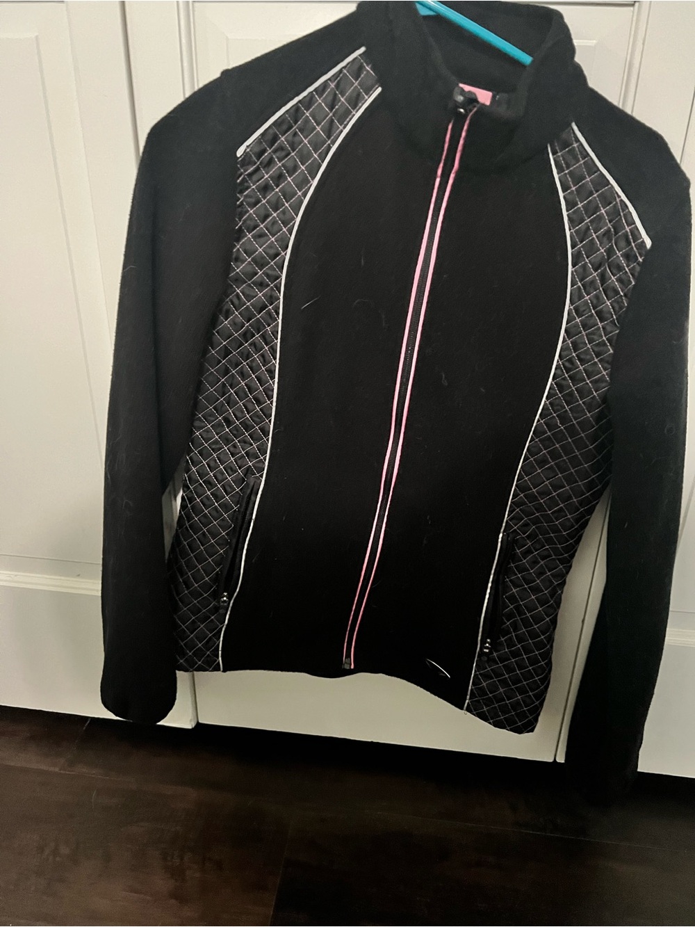 Harley-Davidson Black Bomber Fleece Jacket with Pink Zip Accents